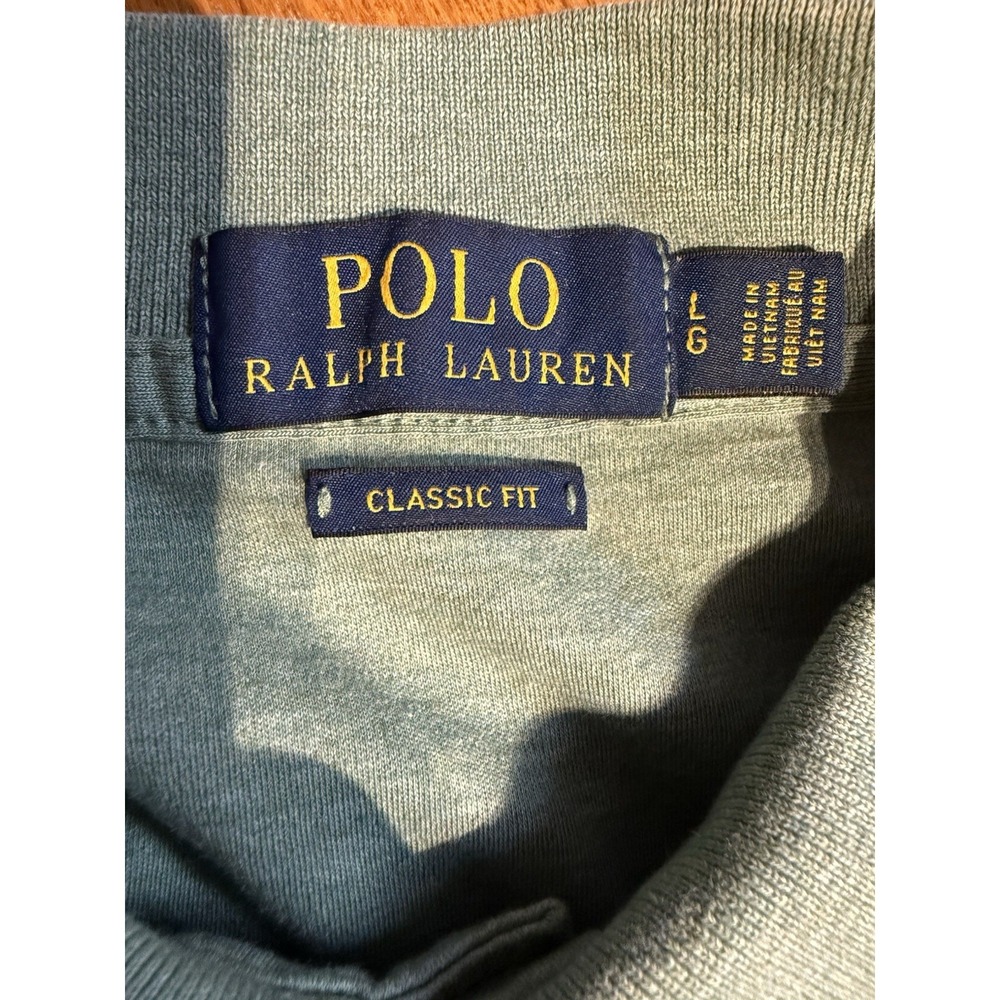 Polo Ralph Lauren Polo Shirt L Classic Fit Green Blue Pony Cotton Golf Preppy - Picture 4 of 8